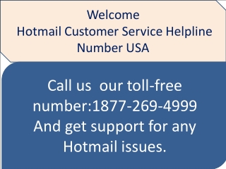 Hotmail Technical Support Number USA:1877-269-4999