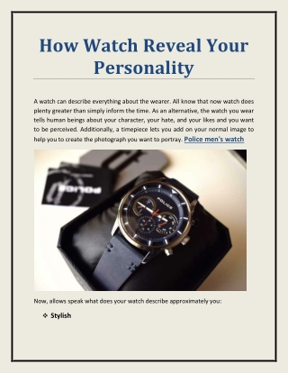 How Watch Reveal Your Personality