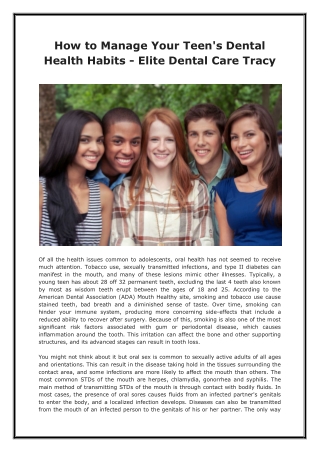 How to Manage Your Teen's Dental Health Habits - Elite Dental Care Tracy