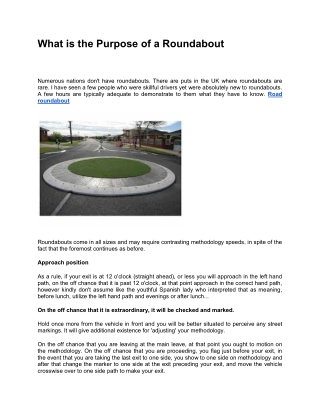 What is the Purpose of a Roundabout