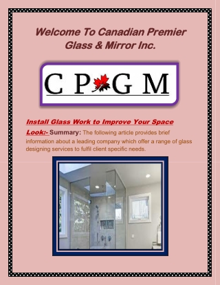 Glass Shower Enclosures Toronto, Glass Shower Installers Toronto - www.cpgmvaughan.com