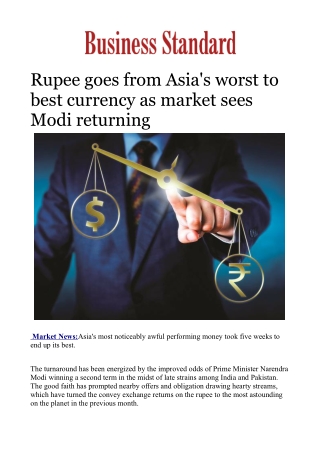 Rupee goes from Asia's worst to best currency as market sees Modi returning