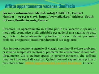 Affitto appartamento vacanze Bonifacio