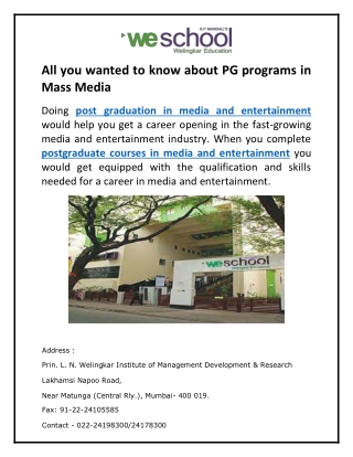 All you wanted to know about PG programs in Mass Media