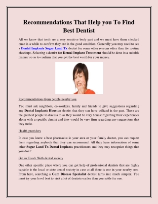 Recommendations That Help you To Find Best Dentist