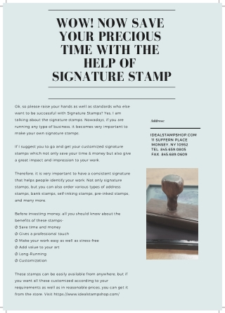 Save Your Precious Time with the Help of Signature Stamp