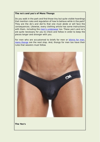 The no’s and yes’s of Mens Thongs