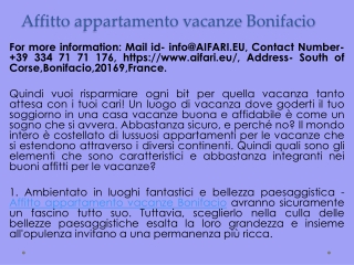 Affitto appartamento vacanze Bonifacio