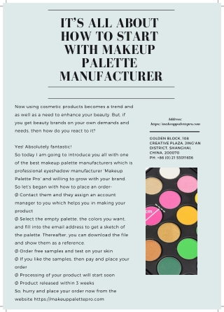 How to Start with Makeup Palette Manufacturer
