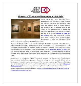 Museum of Modern and Contemporary Art Delhi - Kiran Nadar Museum of Art