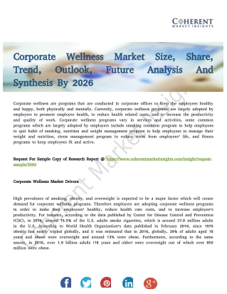 Corporate Wellness Market Projected to Discern Stable Expansion By 2026