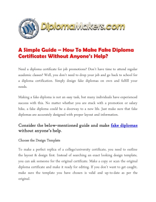 A Simple Guide – How To Make Fake Diploma Certificates Without Anyone’s Help?