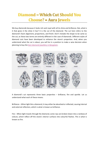 Diamond – Which Cut Should You Choose? – Aura Jewels