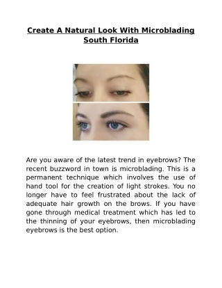 Create A Natural Look With Microblading South Florida