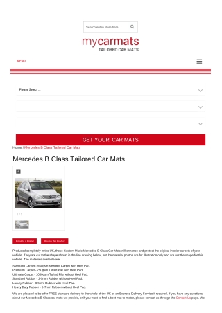 Tailored Mercedes B Class Car Mats – Custom Car Mats | Rubber Car Mats