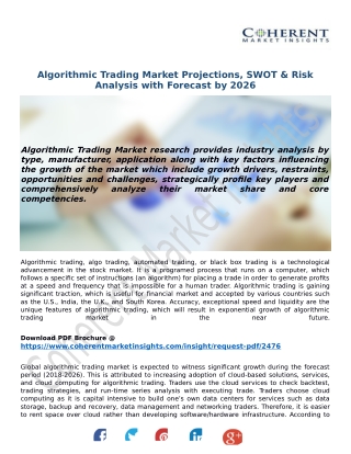 Algorithmic Trading Market Projections, SWOT & Risk Analysis with Forecast by 2026