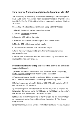 How to print from android phone to hp printer via USB