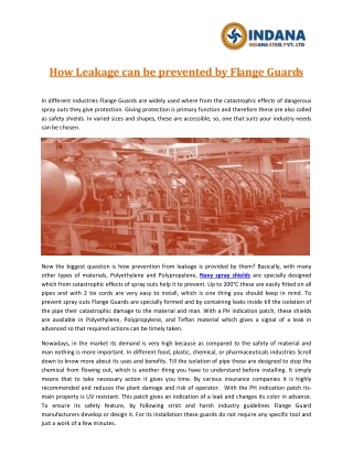 How Leakage can be prevented by Flange Guards