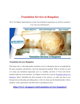 Translation Services in Bangalore