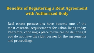 Benefits of Registering a Rent Agreement with Authorized Body