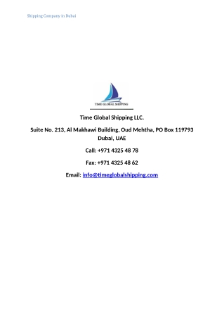 Shipping Company in Dubai