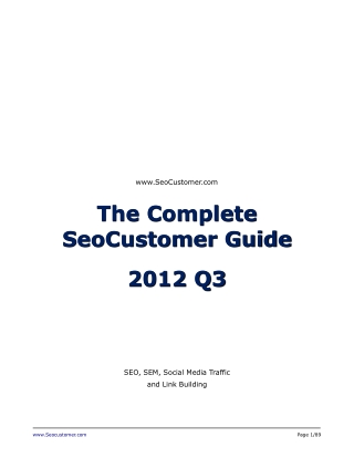 SeoCustomer Hot Tricks & Tips 2012 Q3 - SEO, SEM, Social Media Traffic and Link Building