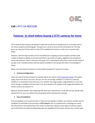 Features to check before buying a CCTV cameras for home