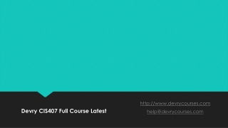 Devry CIS407 Full Course Latest