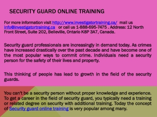 Security guard online training