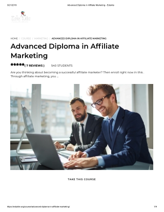 Advanced Diploma in Affiliate Marketing - Edukite