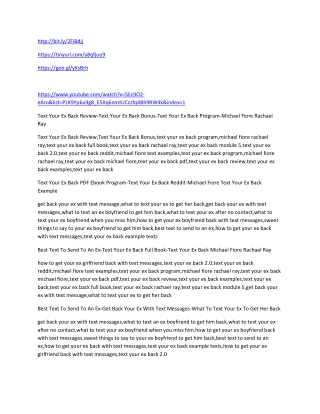 Text Your Ex Back Review-Text Your Ex Back Bonus-Text Your Ex Back Program-Michael Fiore Rachael Ray