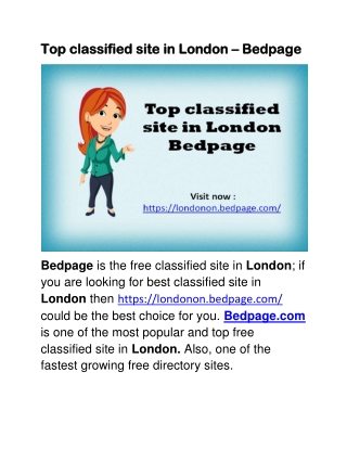 Top classified site in London – Bedpage