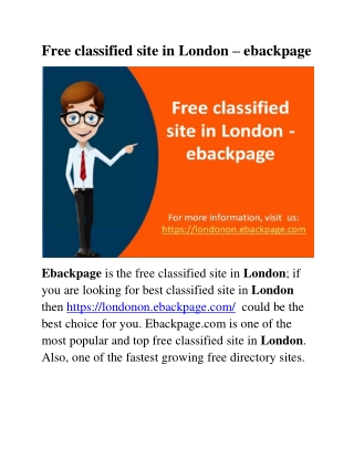 Free classified site in London - ebackpage