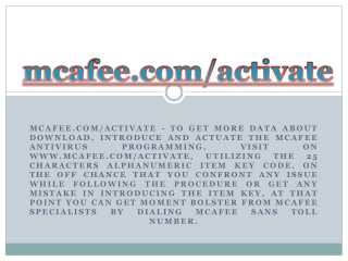 WWW.MCAFEE.COM/ACTIVATE- ANTIVIRUS INSTALLATION