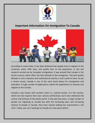 Important Information On Immigration To Canada