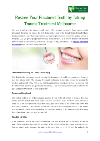Trauma Treatment Melbourne | Maroondah Dental Care