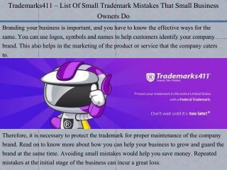 Trademarks411 – List Of Small Trademark Mistakes That Small Business Owners Do