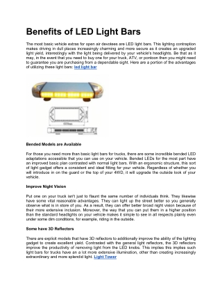 Benefits of LED Light Bars