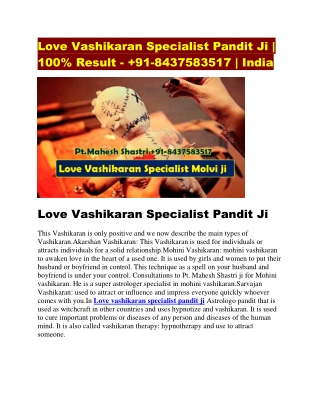 Love vashikaran specialist pandit ji