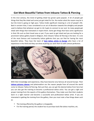 Get Most Beautiful Tattoo from Inksane Tattoo & Piercing