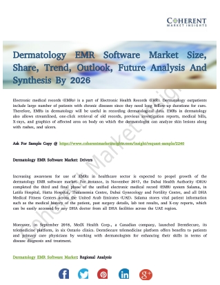Dermatology EMR Software Market Growth Global Industry In Depth Study Till 2026