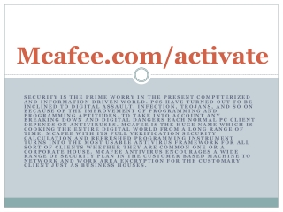 McAfee.com/Activate-Download McAfee Antivirus Installation