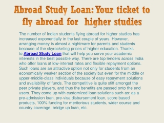 Abroad Study Loan: Your ticket to fly abroad for higher studies