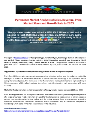 Pyrometer Market Analysis of Sales, Revenue, Price, Market Share and Growth Rate to 2023