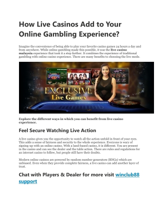 How Live Casinos Add to Your Online Gambling Experience?