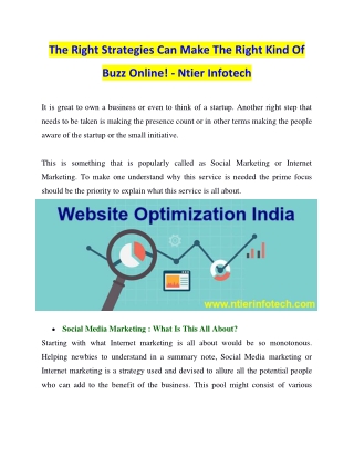 The Right Strategies Can Make The Right Kind Of Buzz Online! - Ntier Infotech