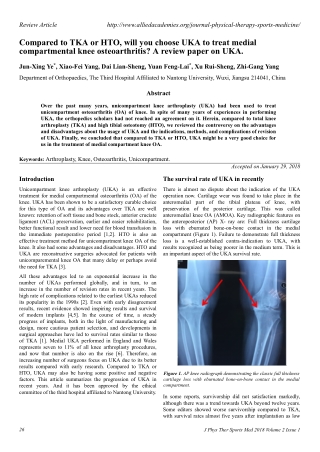 Compared to TKA or HTO, will you choose UKA to treat medial compartmental knee osteoarthritis? A review paper on UKA