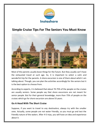 Simple Cruise Tips For The Seniors You Must Know