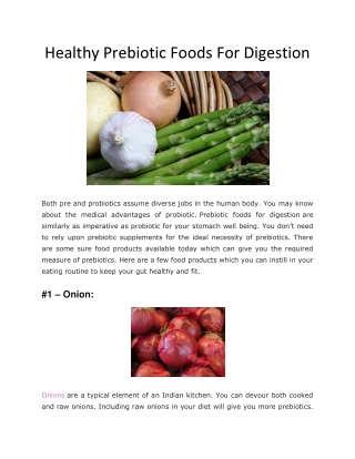 Healthy Prebiotic Foods For Digestion - Health & Fitness Magazine