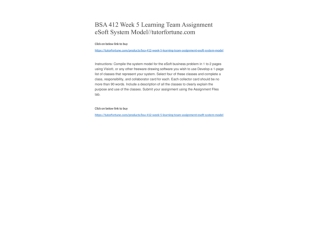 BSA 412 Week 5 Learning Team Assignment eSoft System Model//tutorfortune.com